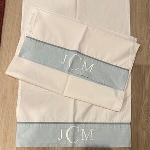 Pottery Barn White and Mint King pillow cases Monogrammed with JCM set of 2 New